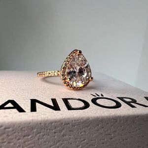 Pandora Sparkling Teardrop Halo Ring